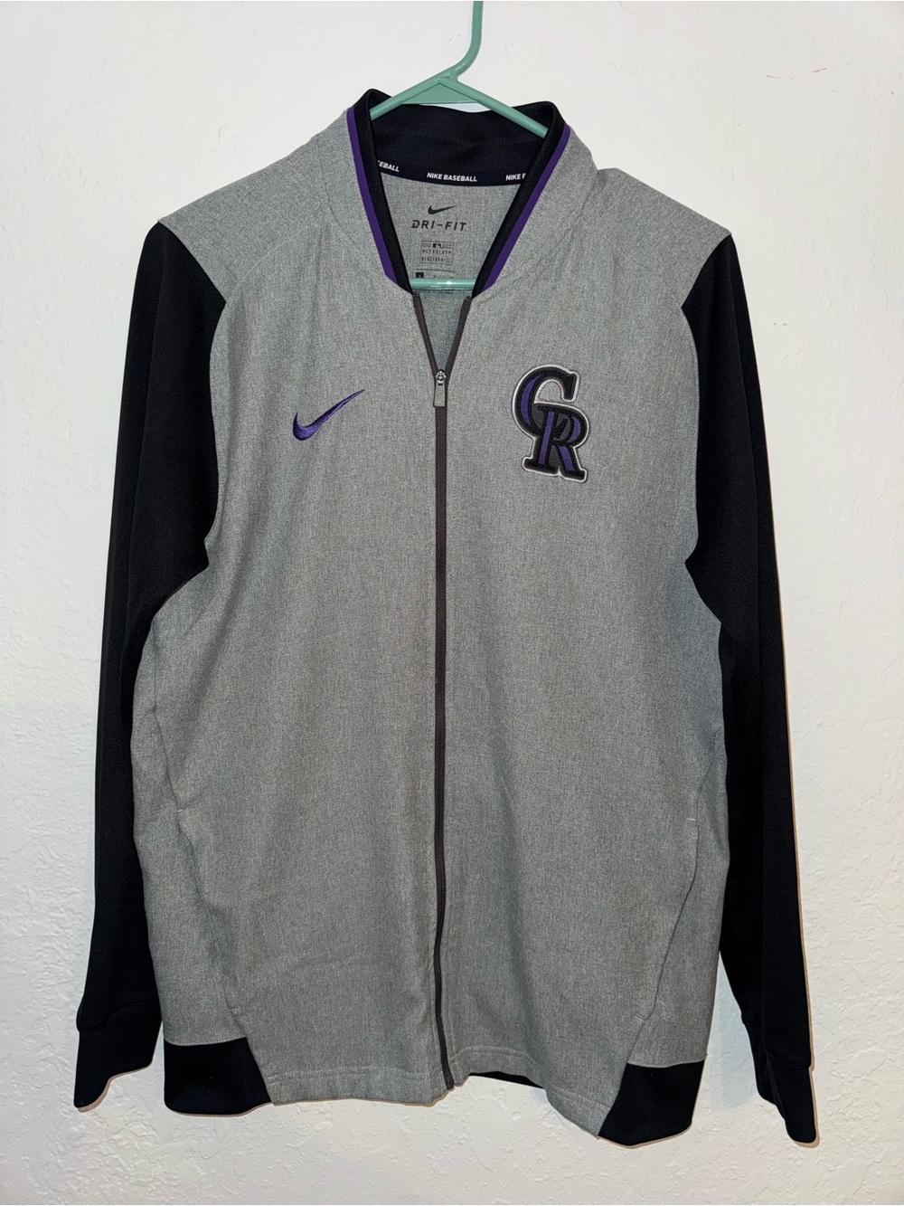 Nike Gray & Black Colorado Rockies Dri-FIT Zip Jacket with Purple Accents